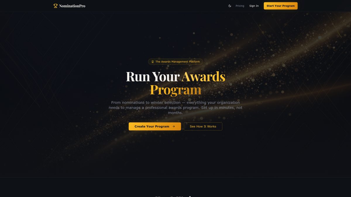 Screenshot of the NominationPro website designed and marketed by Local Lift Media